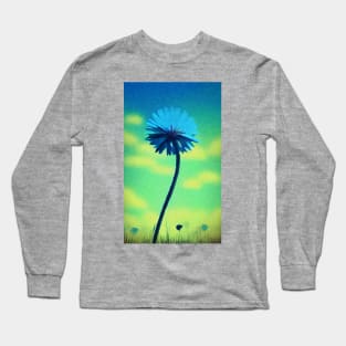 Blue Dandelion against a summer sky - Abstract style painting Long Sleeve T-Shirt